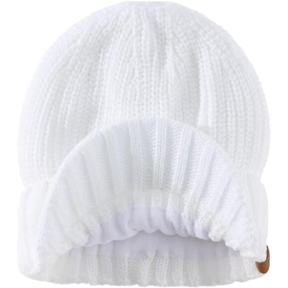 Men's Winter Hat Thick Knit Beanie Cap White - Picture 2 of 7